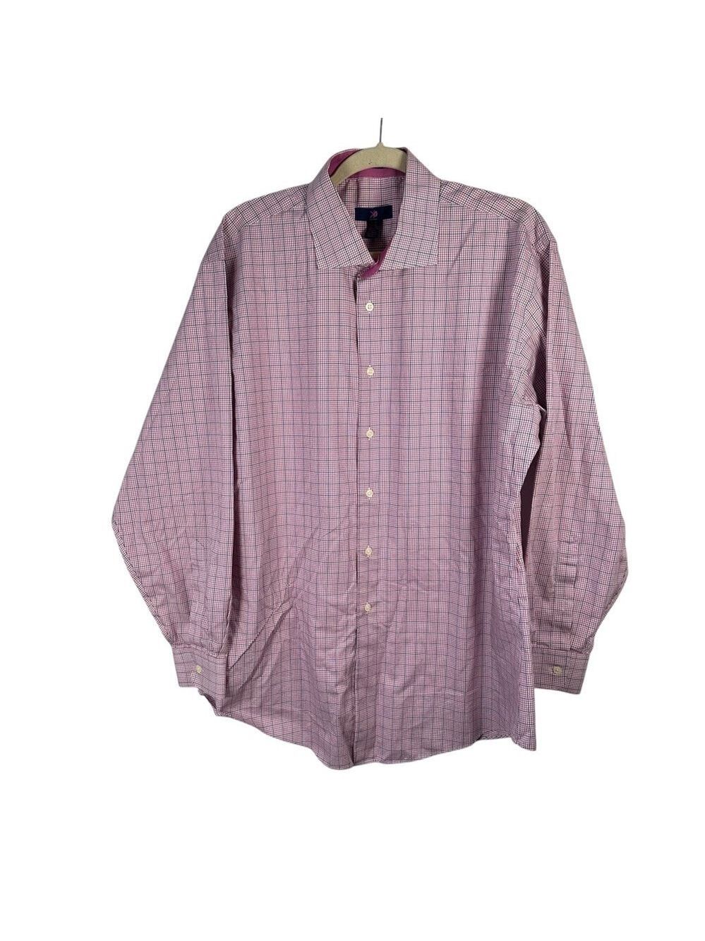 Prana Dress Shirt Mens 17.5 34/35 Red Blue Plaid Long Sleeve CasualCore Workcore